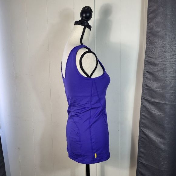 LOLE Purple Double Scoop Neck Fitted Coolmax Athletic Sports Tank Size Medium - Picture 3 of 4